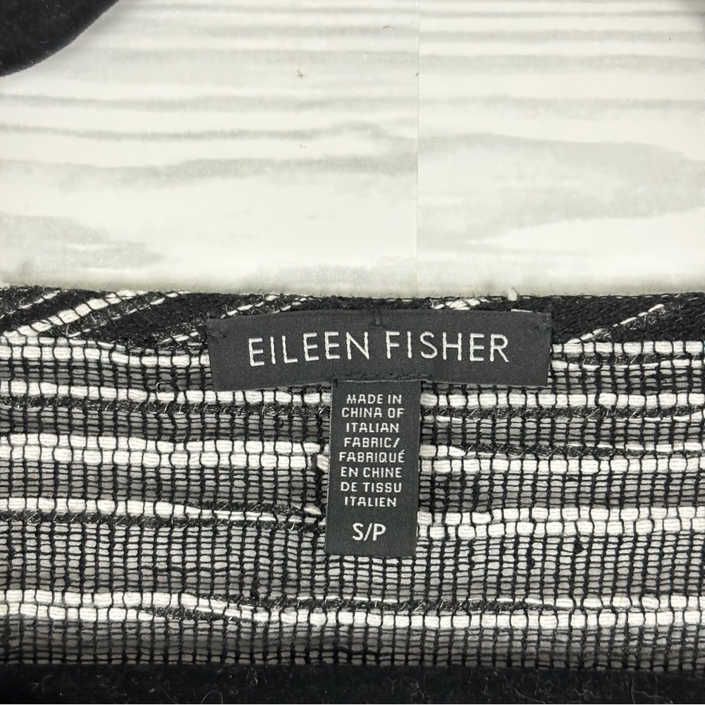 Eileen Fisher Organic Linen Blend Illusion Mesh Blouse Size Small Black - Picture 4 of 7